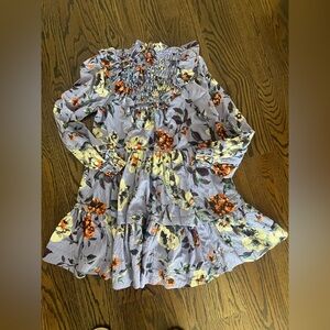 By Anthropologie floral high neck ruffle smocked dress
